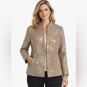Chicos 100% Leather Laser Cut Out Lightweight Jacket